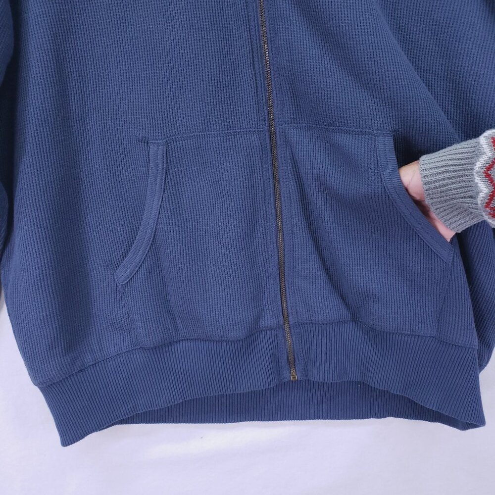 Northwest Territory Men's Blue Waffle Knit Full Zip Hoodie Sherpa Sweater XL - Picture 8 of 13
